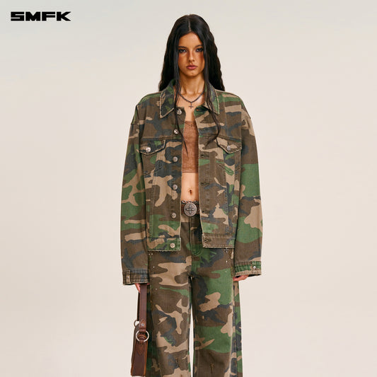 COMPASS MODE CAMO DENIM JACKET Army Green Camouflage