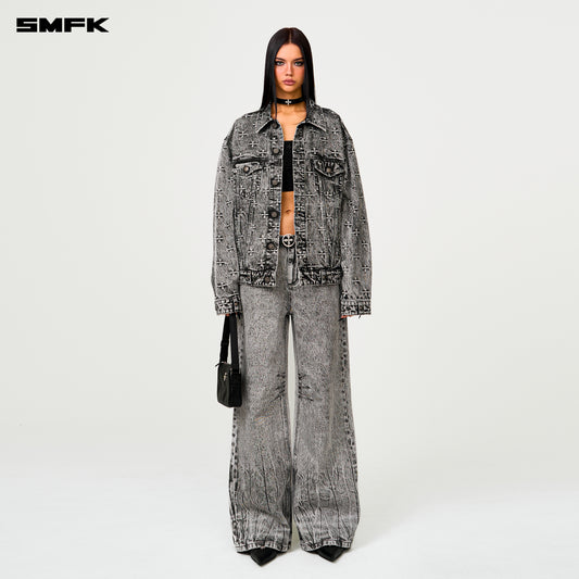 COMPASS STORM Garden Oversized Denim Jacket Storm Garden (Gray)