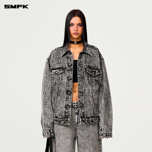 COMPASS STORM Garden Oversized Denim Jacket Storm Garden (Gray)