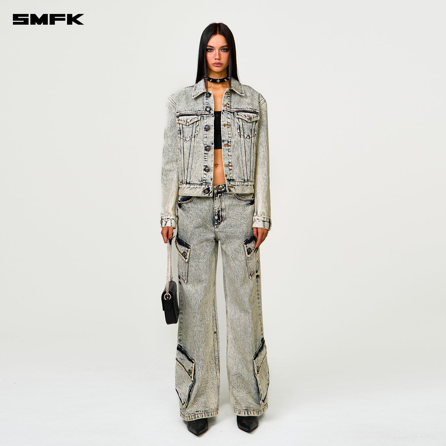 COMPASS PERMANENT Denim Jacket Snow Blossom
