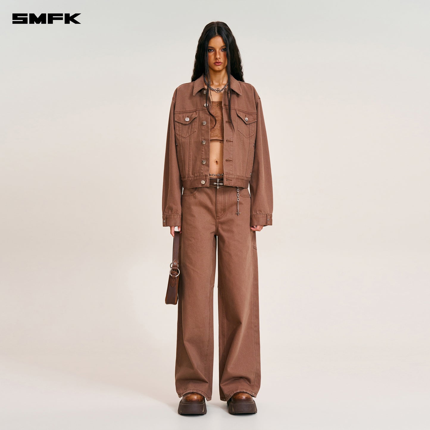 COMPASS PERMANENT SLIM DENIM JACKET Wild Horse Brown