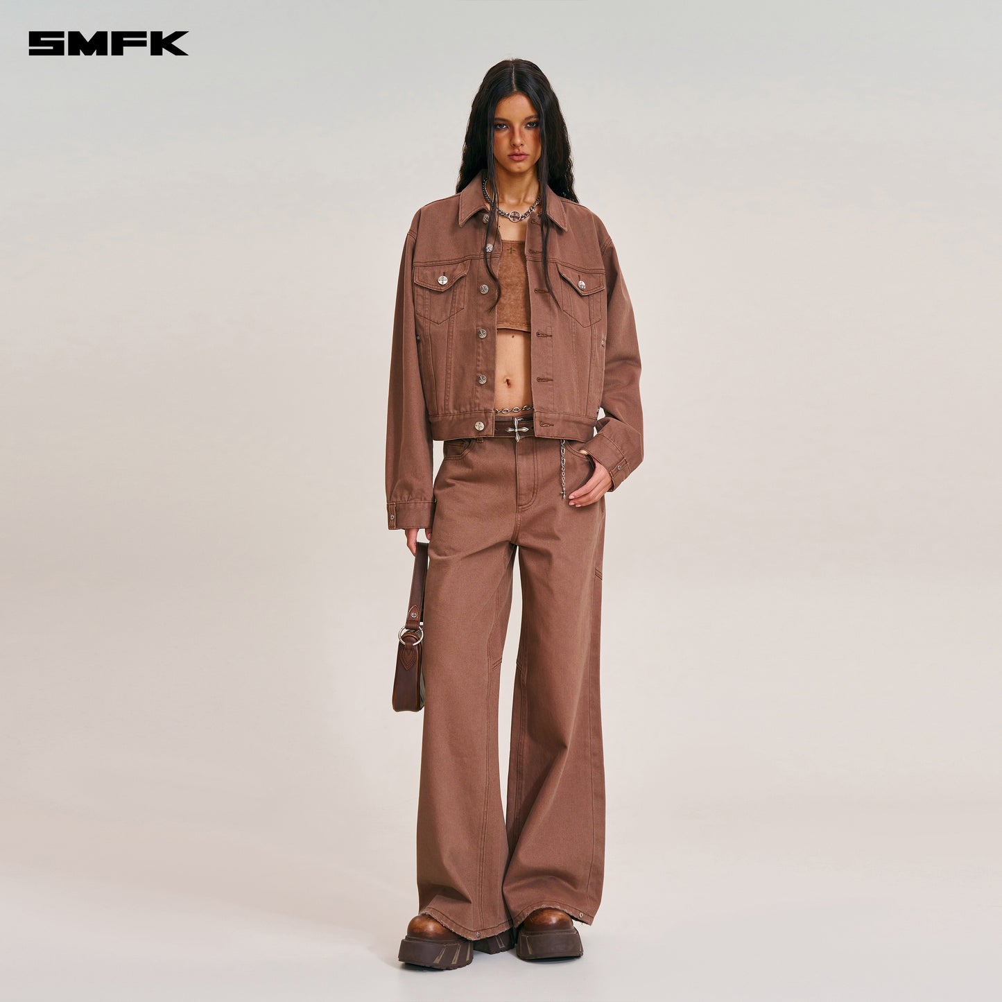 COMPASS PERMANENT SLIM DENIM JACKET Wild Horse Brown