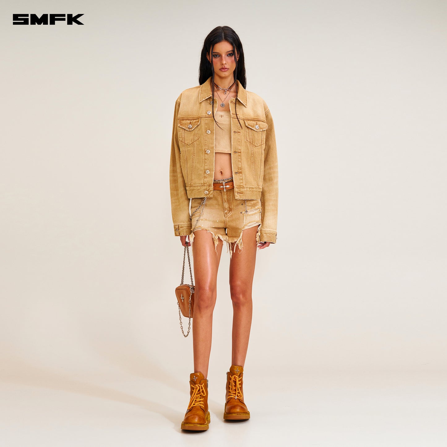 COMPASS PERMANENT Slim Denim Jacket Grassland Khaki
