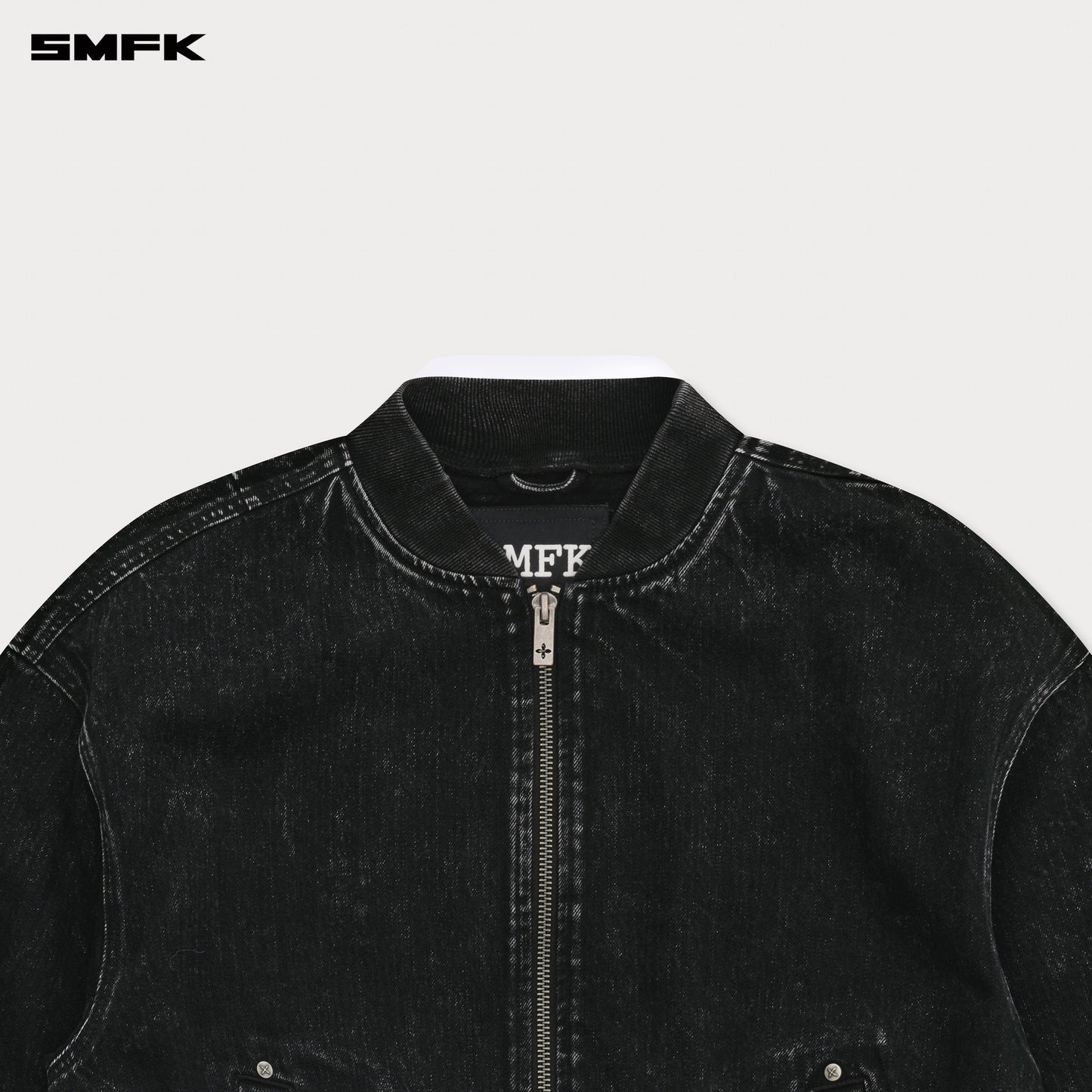COMPASS Classic Oversizedd Baseball Jacket Onyx Denim