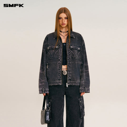 RAGE-WILD ORIGIN HANDCRAFT LOOSE CARGO JACKET/GARMENT DYED Wilderness Black