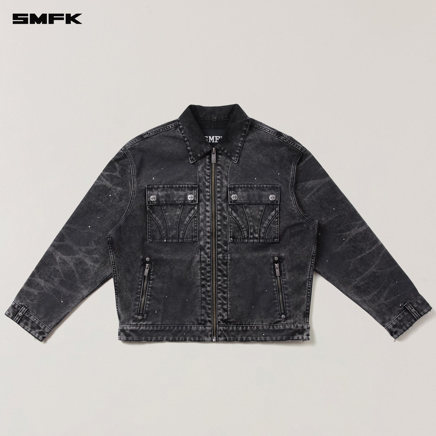 RAGE-WILD ORIGIN HANDCRAFT LOOSE CARGO JACKET/GARMENT DYED Wilderness Black