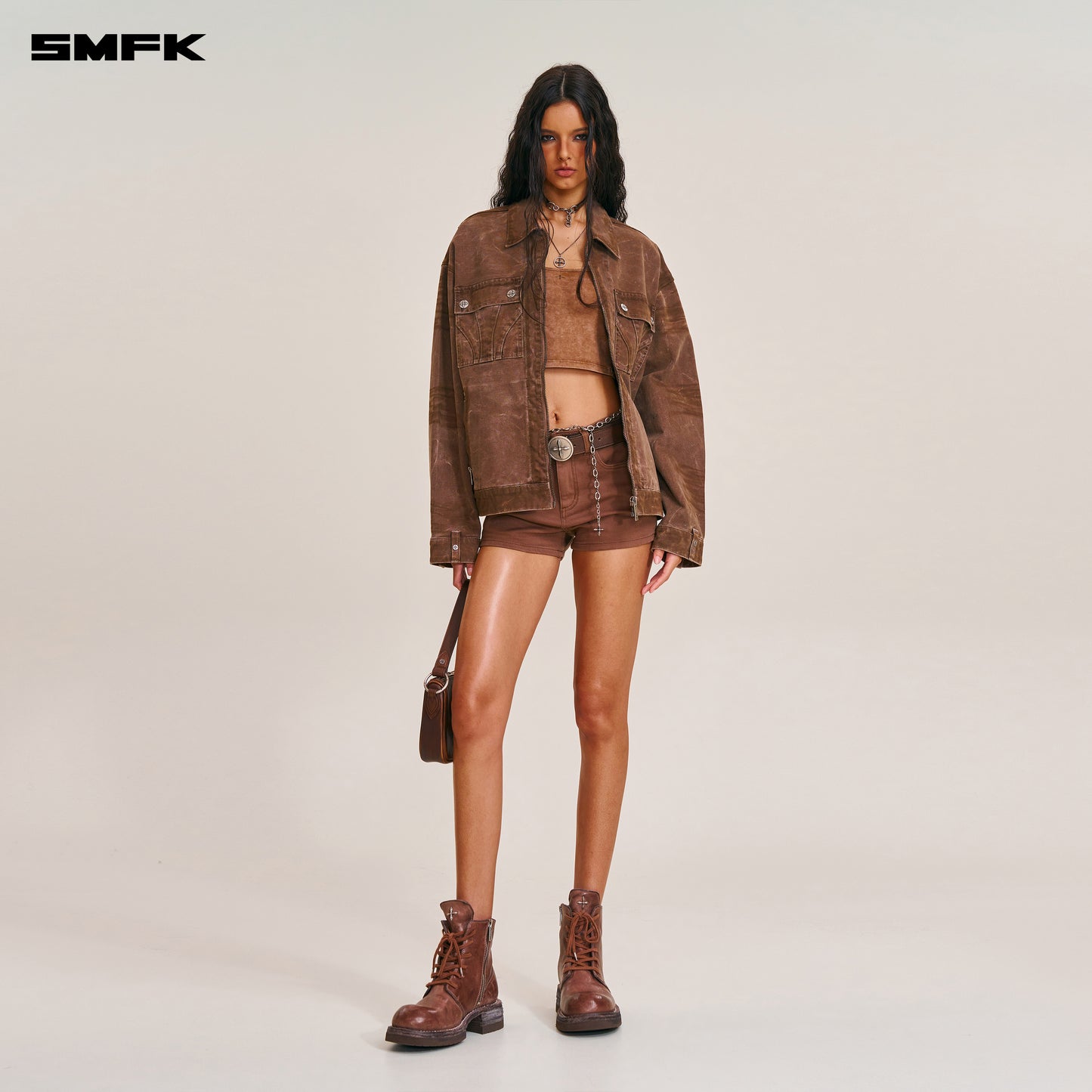 RAGE-WILD ORIGIN HANDCRAFT LOOSE CARGO JACKET/GARMENT DYED Shadow Brown