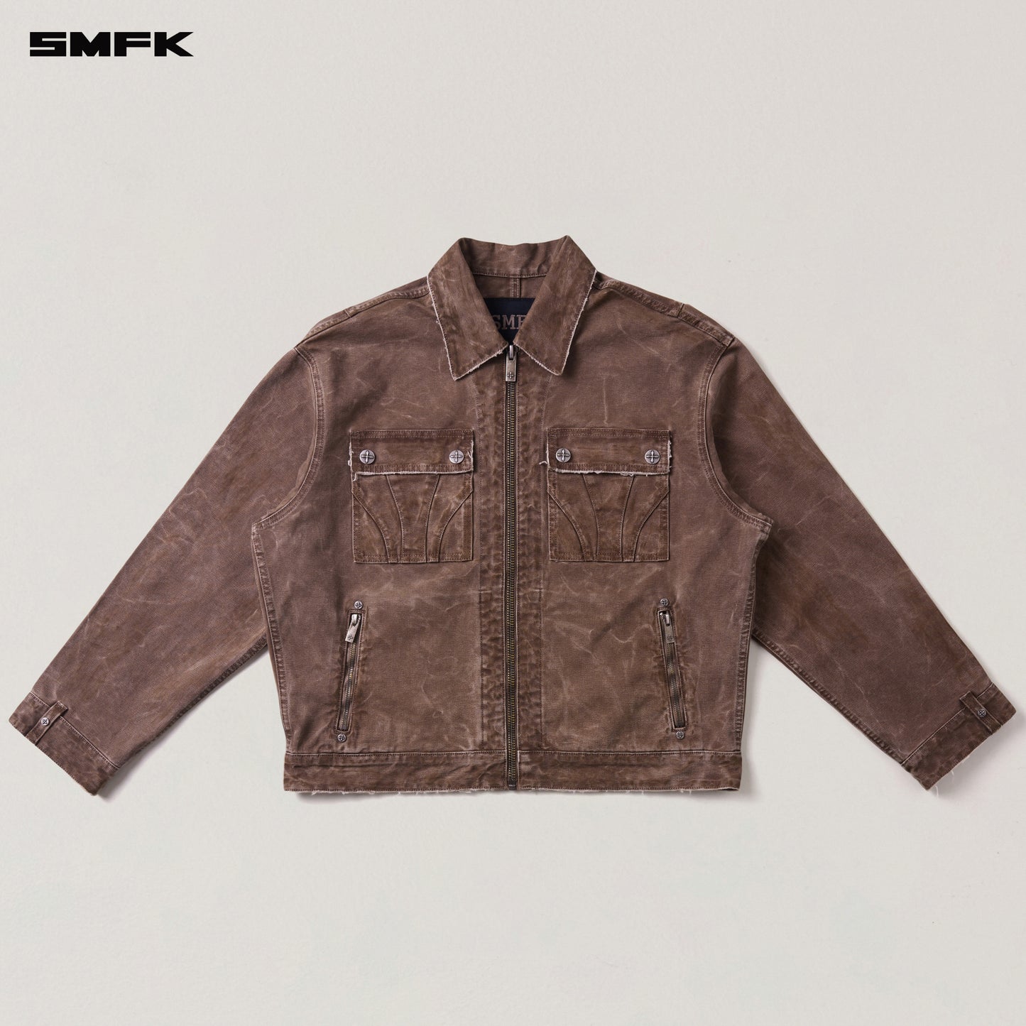 RAGE-WILD ORIGIN HANDCRAFT LOOSE CARGO JACKET/GARMENT DYED Shadow Brown
