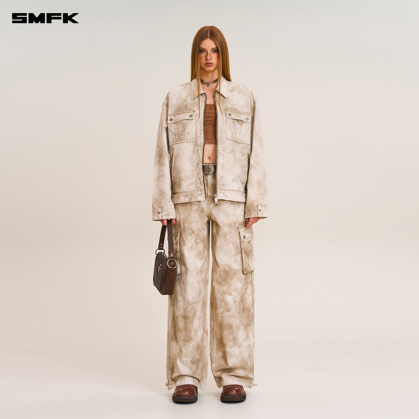 RAGE-WILD ORIGIN HANDCRAFT LOOSE CARGO JACKET/GARMENT DYED Wild Brown