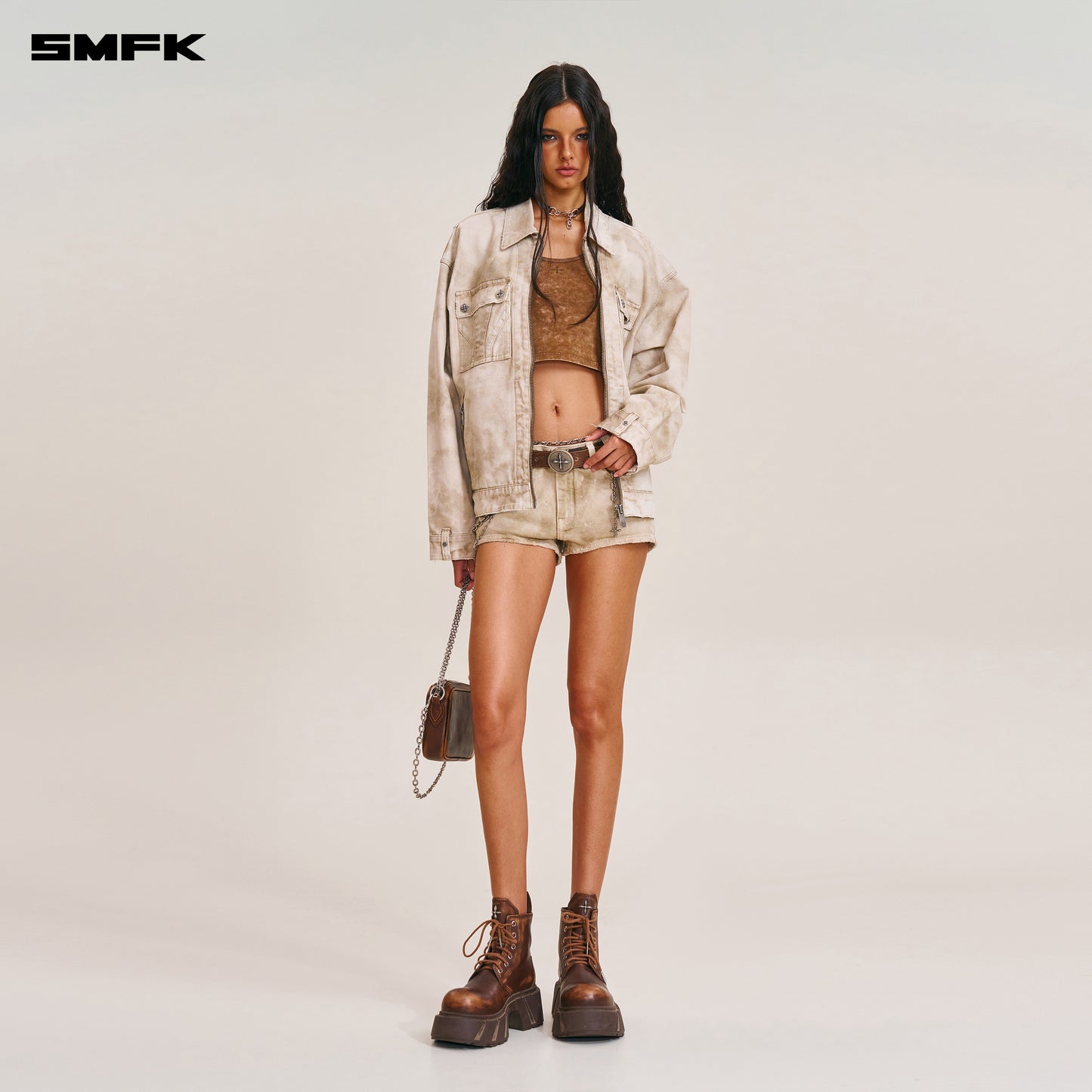 RAGE-WILD ORIGIN HANDCRAFT LOOSE CARGO JACKET/GARMENT DYED Wild Brown
