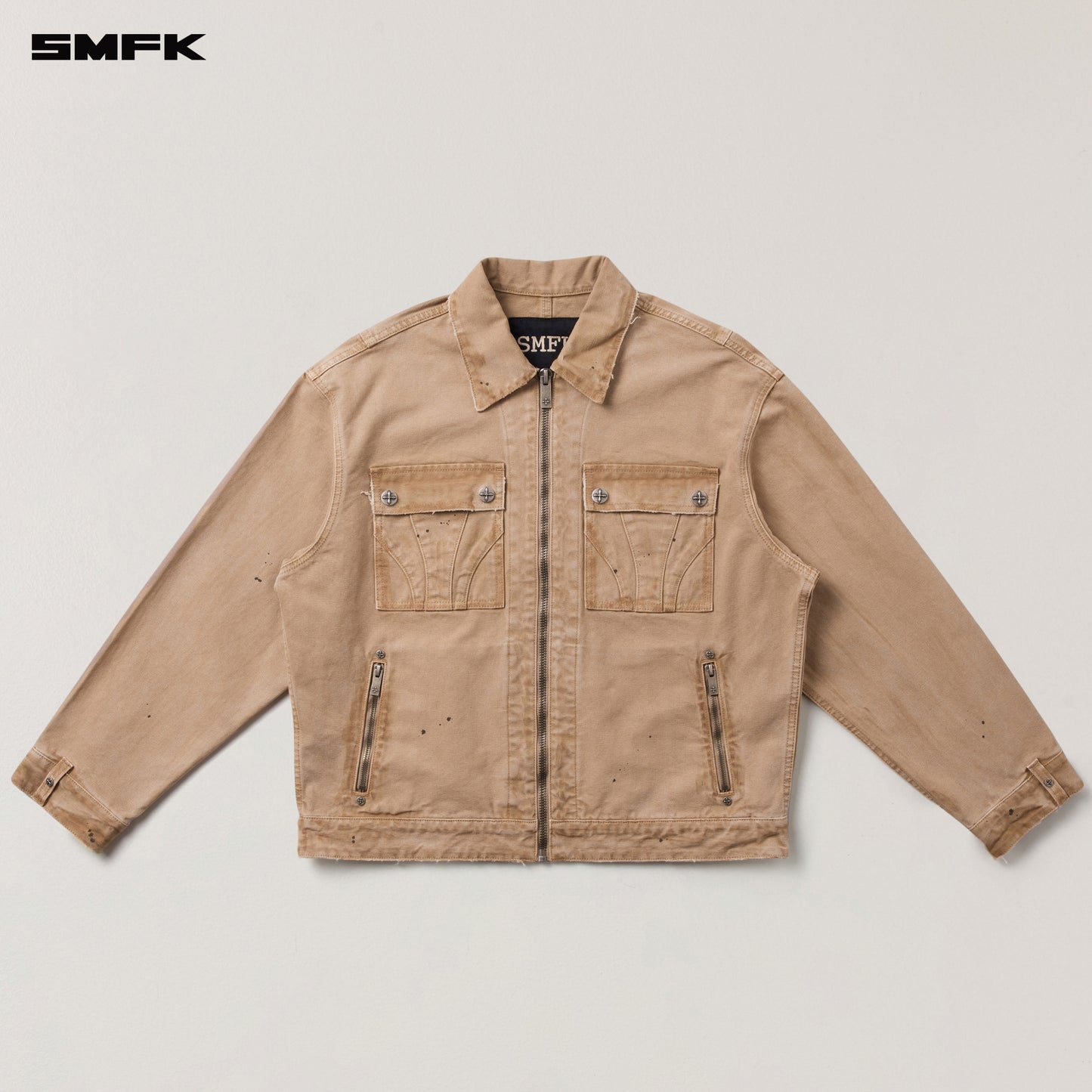RAGE-WILD ORIGIN HANDCRAFT LOOSE CARGO JACKET/GARMENT DYED
 Sandy Khaki