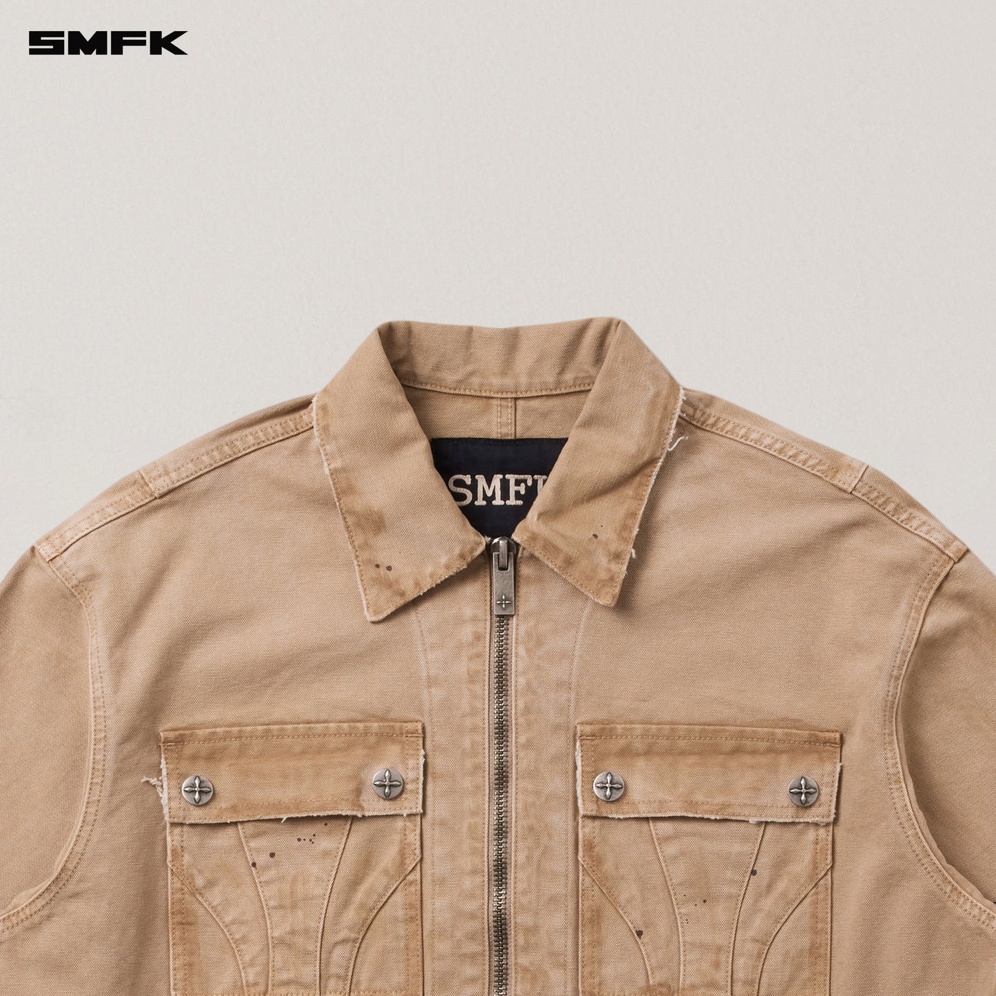 RAGE-WILD ORIGIN HANDCRAFT LOOSE CARGO JACKET/GARMENT DYED
 Sandy Khaki