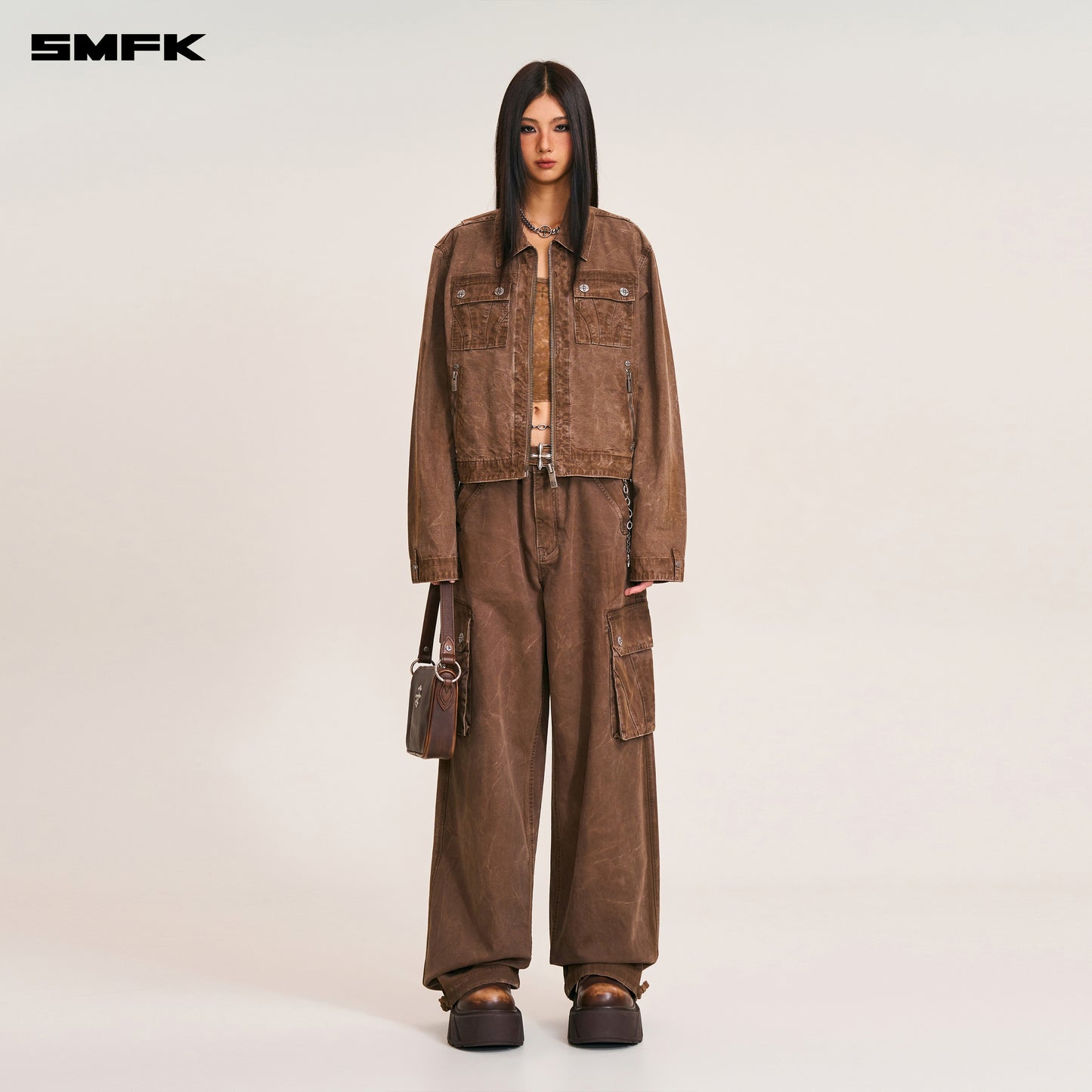 RAGE-WILD ORIGIN HANDCRAFT ENGINEER JACKET/GARMENT DYED Shadow Brown