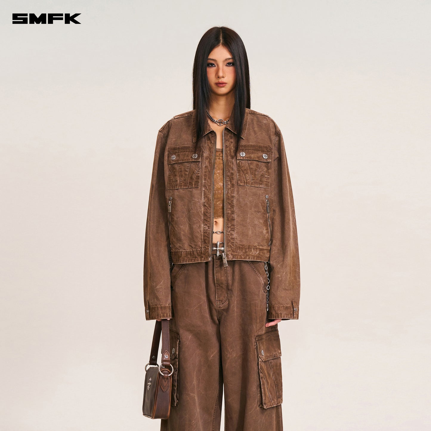 RAGE-WILD ORIGIN HANDCRAFT ENGINEER JACKET/GARMENT DYED Shadow Brown