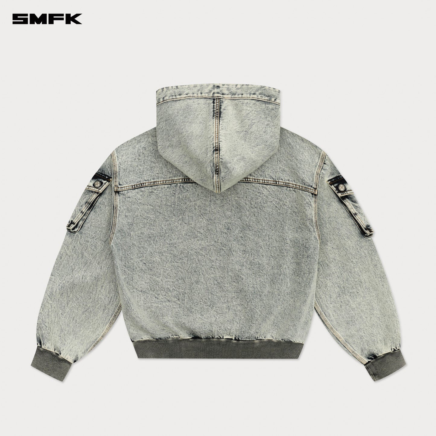 FUTURE MIRAGE Oversized Denim Hoodie Snow Blossom