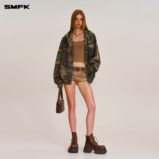 COMPASS MODE CAMO LOOSE ZIP HOODIE Army Green Camouflage