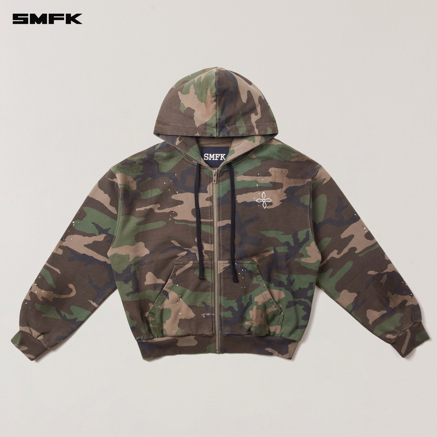 COMPASS MODE CAMO LOOSE ZIP HOODIE Army Green Camouflage