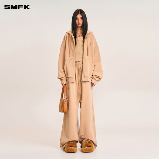 COMPASS MODE LOOSE ZIP HOODIE Sandy Khaki