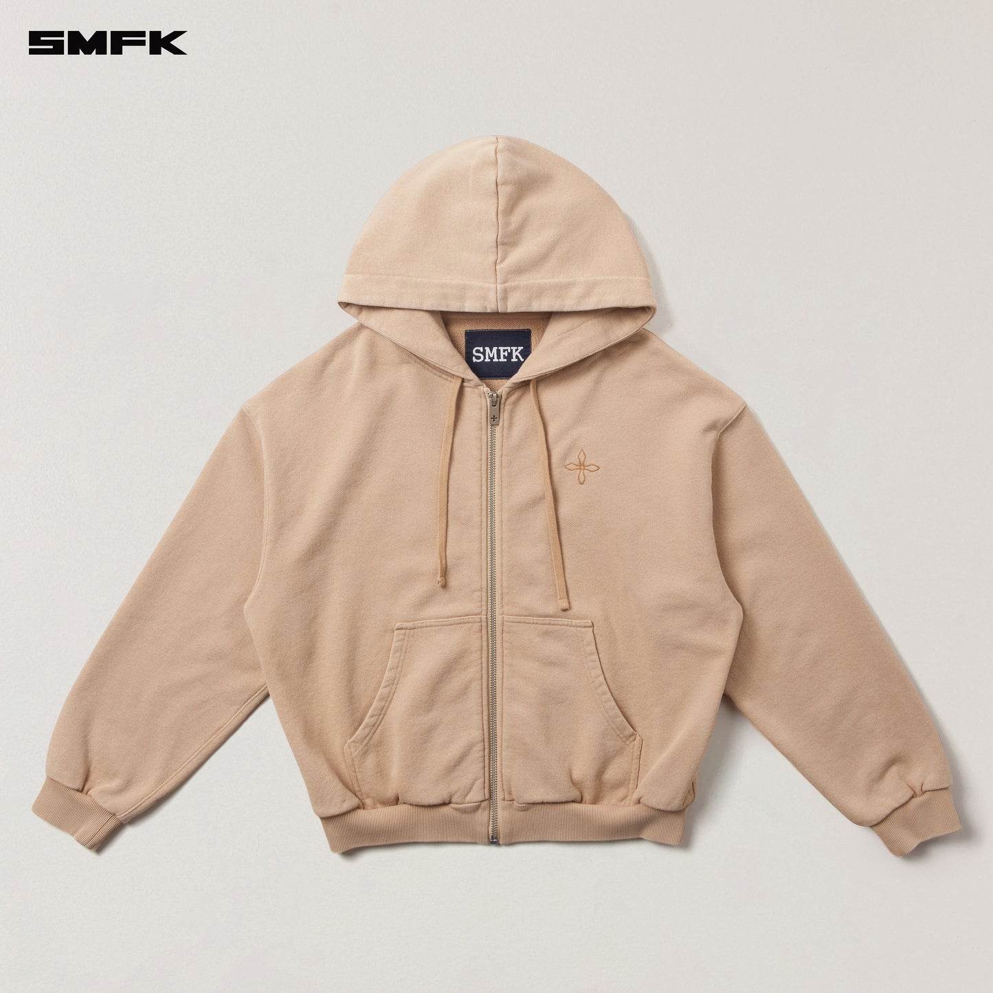 COMPASS MODE LOOSE ZIP HOODIE Sandy Khaki