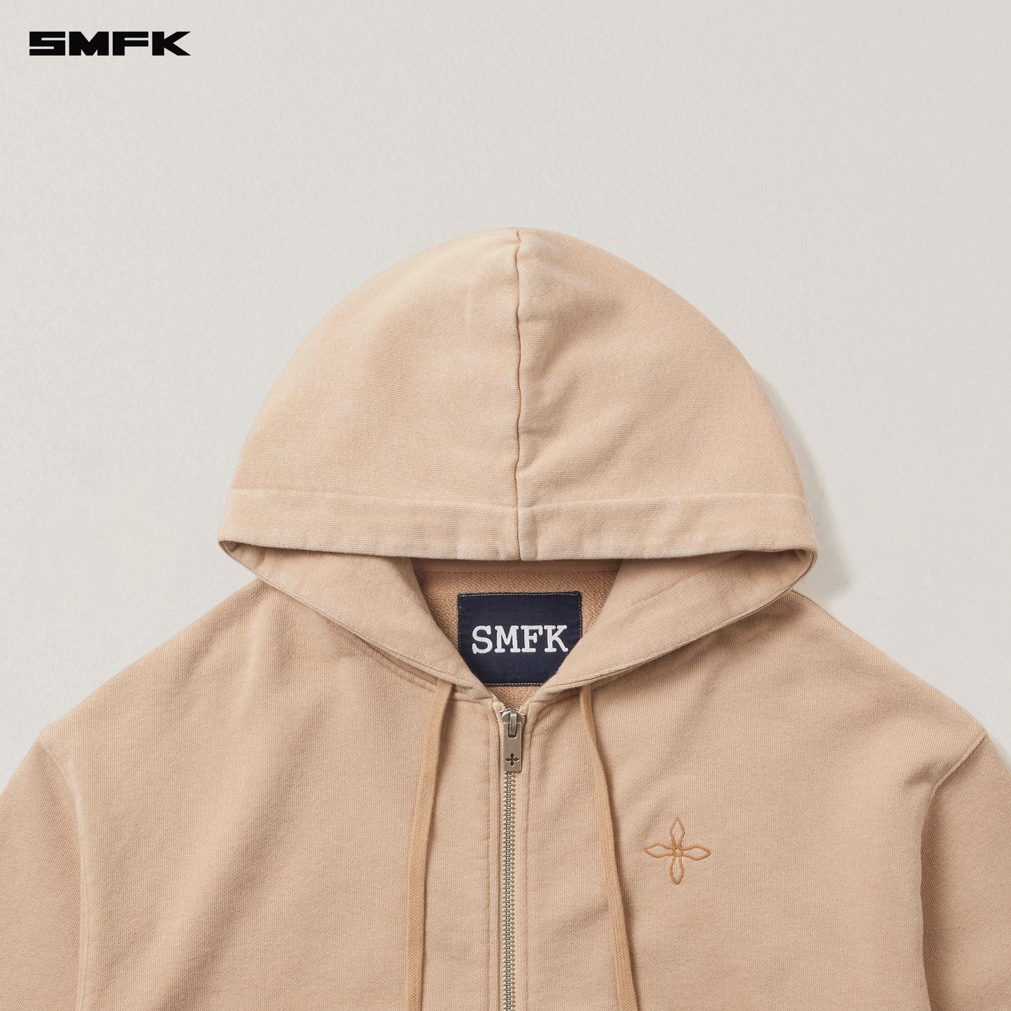 COMPASS MODE LOOSE ZIP HOODIE Sandy Khaki