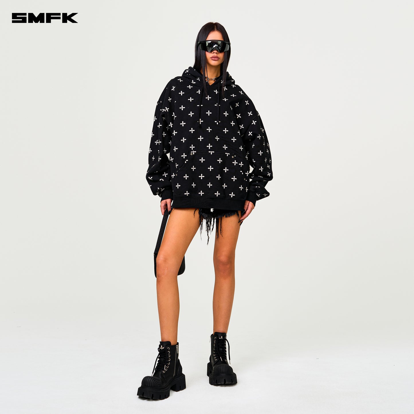COMPASS Black Garden Oversized Hoodie Midnight Garden