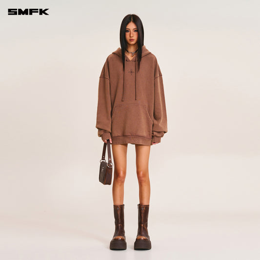 COMPASS MODE LOOSE HOODIE Wild Horse Brown