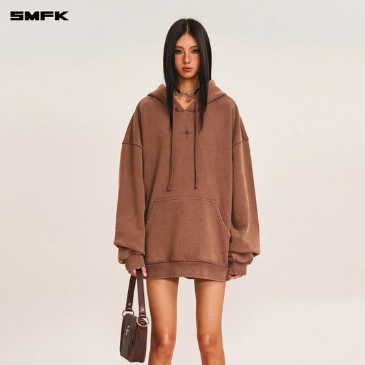 COMPASS MODE LOOSE HOODIE Wild Horse Brown