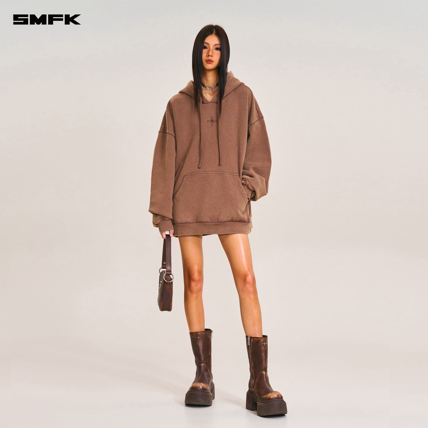 COMPASS MODE LOOSE HOODIE Wild Horse Brown