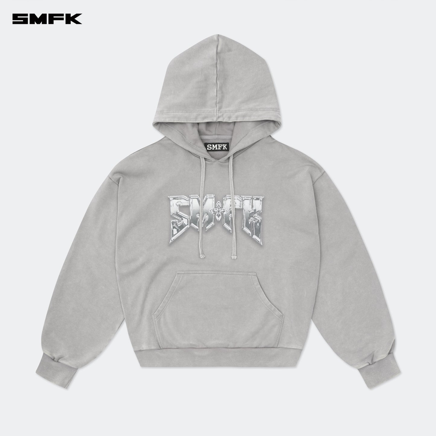 COMPASS Metal Rock Oversized Hoodie Ash Gray