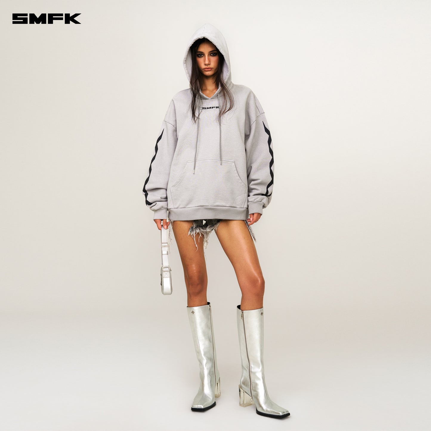 FUTURE DNA Chain Racing Oversized Hoodie Ash Gray