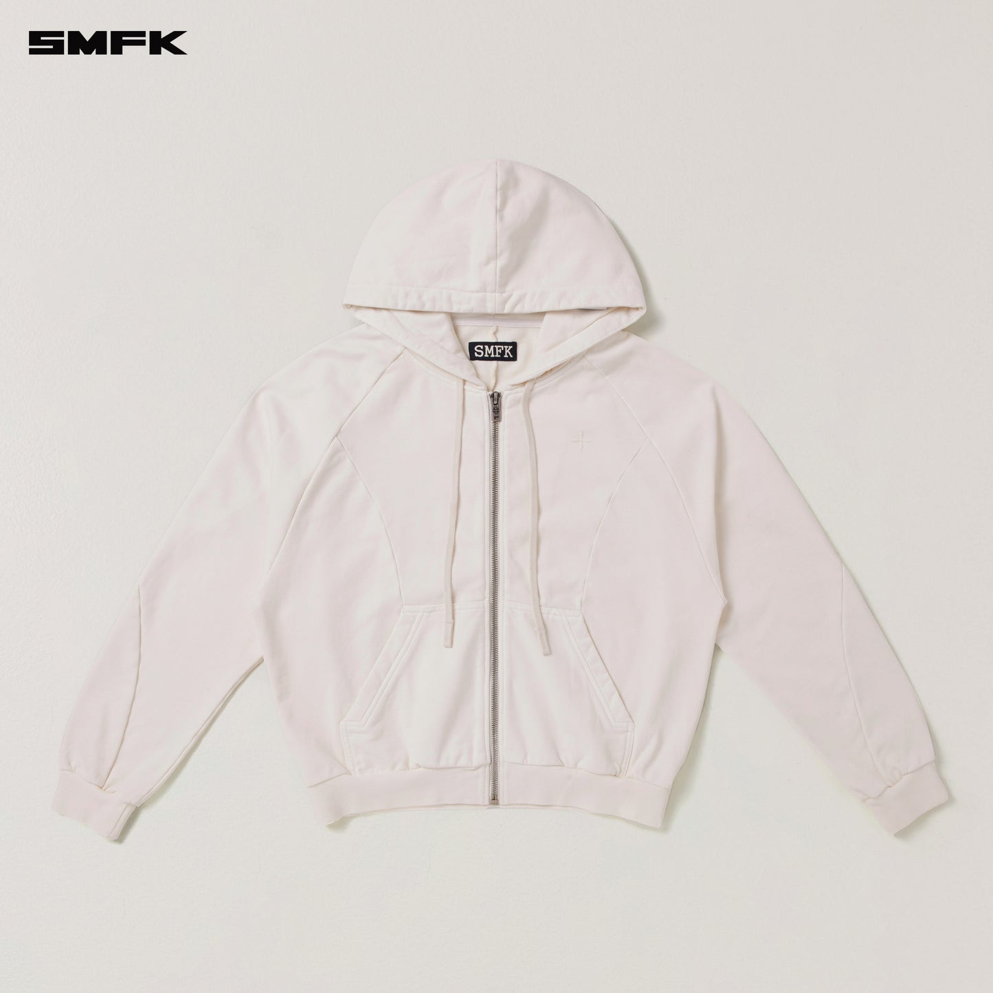 VINTAGE-SAVAGE LOOSE SPORTS ZIP HOODIE/FADE DYE Alpine White