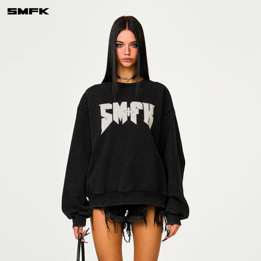 COMPASS Metal Rock Vintage Oversized Sweatshirt Wilderness Black