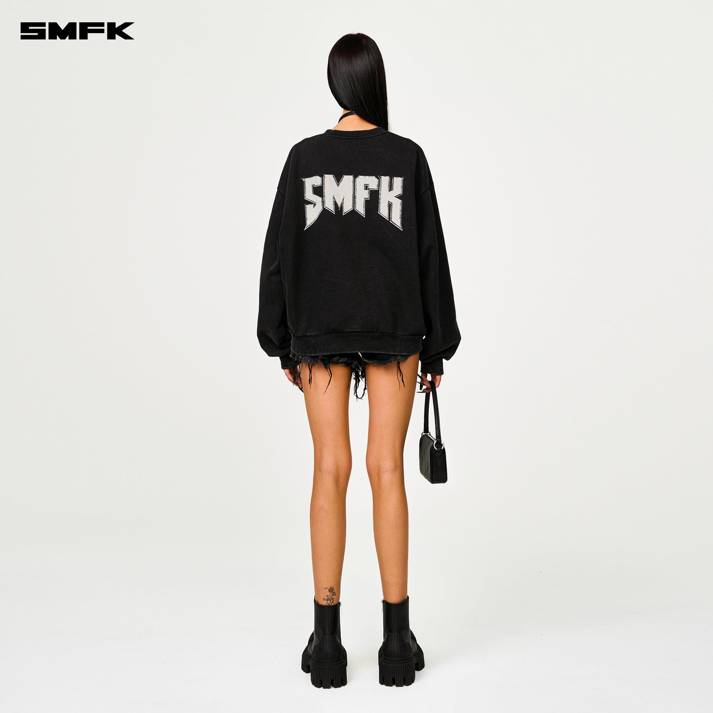 COMPASS Metal Rock Vintage Oversized Sweatshirt Wilderness Black