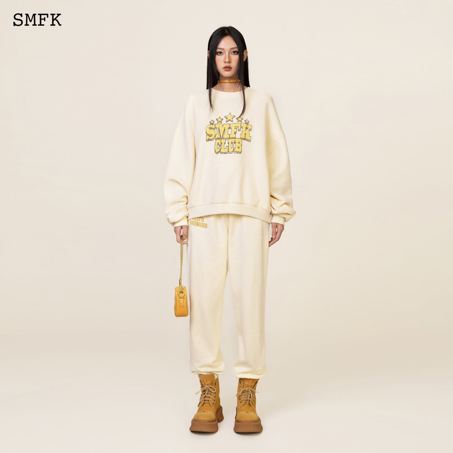 COMPASS College Vintage Oversize Hoodie Creamy White