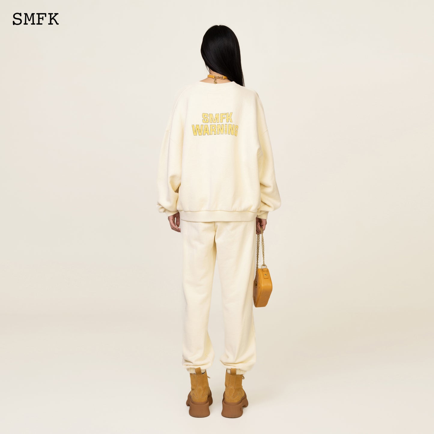 COMPASS College Vintage Oversize Hoodie Creamy White