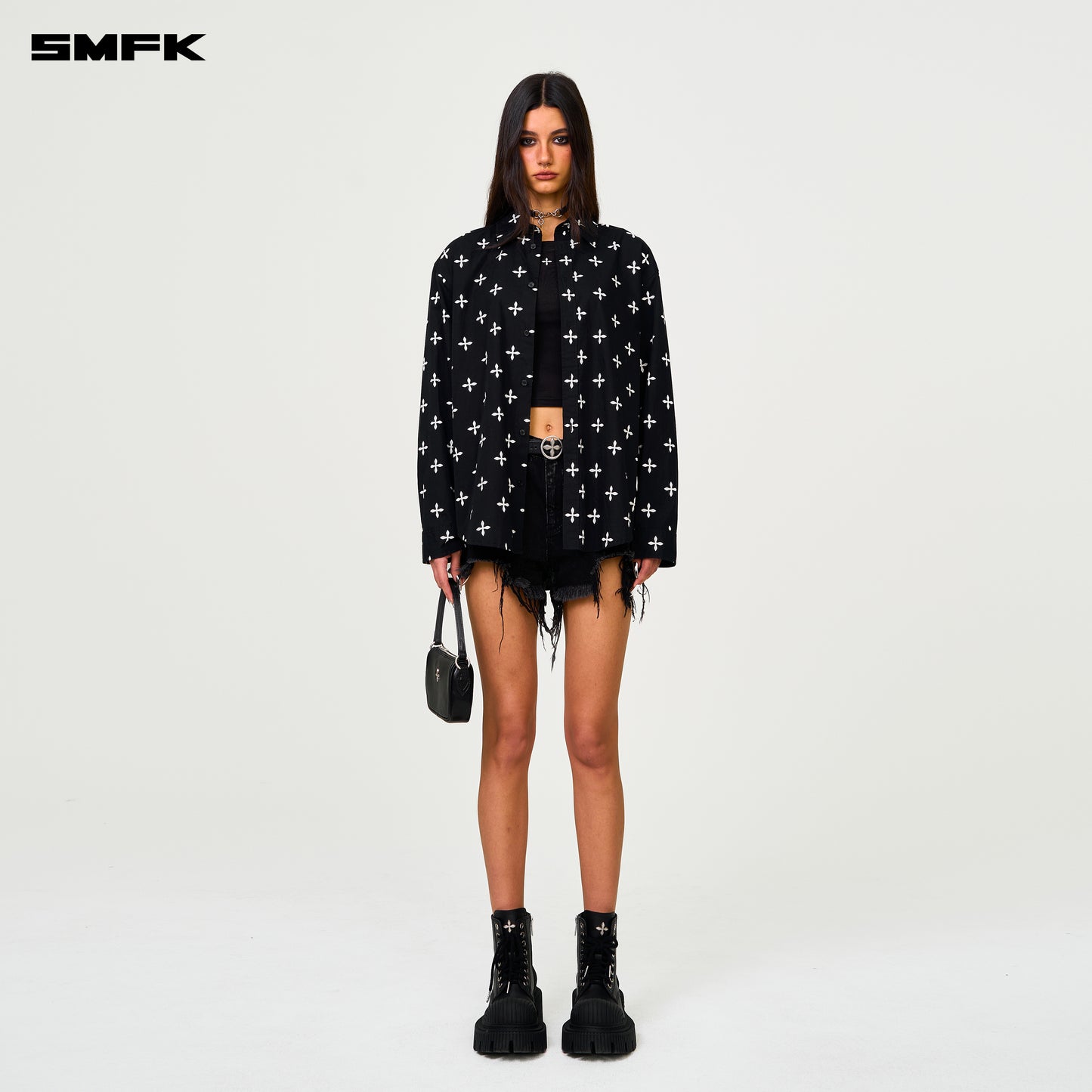 COMPASS Black Garden Oversized Shirt Midnight Garden