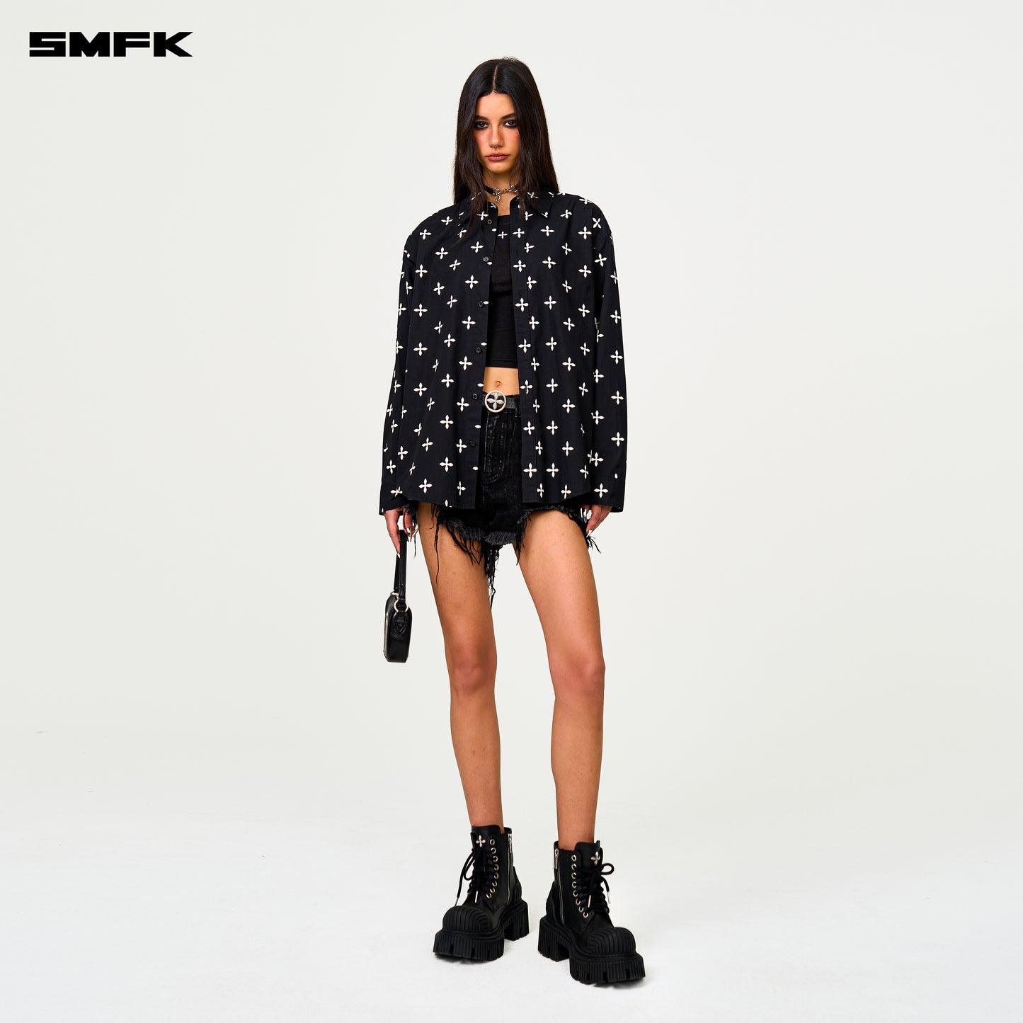 COMPASS Black Garden Oversized Shirt Midnight Garden