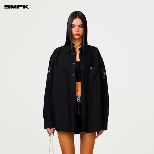 COMPASS DESIGNER Oversized Shirt Wilderness Black
