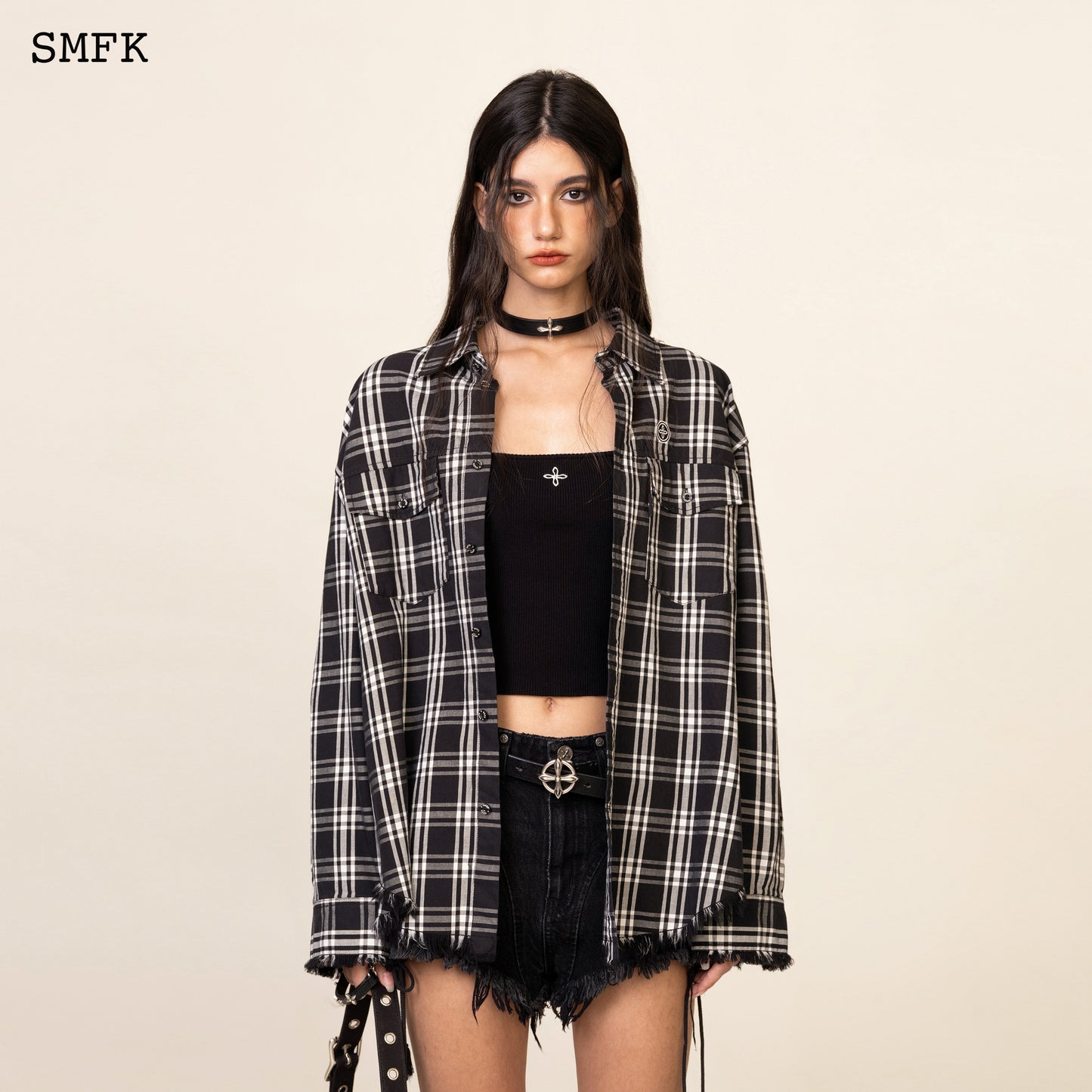 COMPASS Workwear Style Shirt Black Plaid