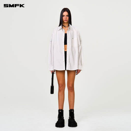 COMPASS DESIGNER Oversized Shirt Alpine White