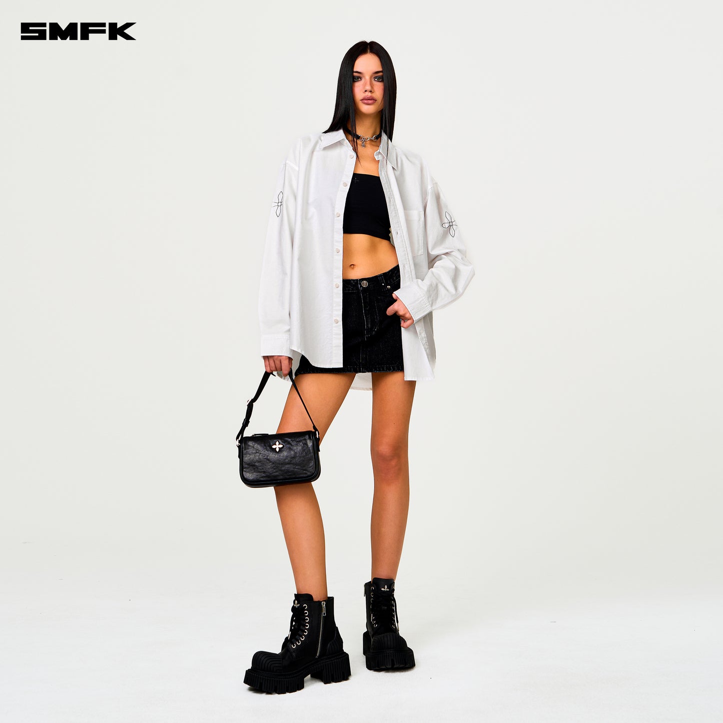 COMPASS DESIGNER Oversized Shirt Alpine White