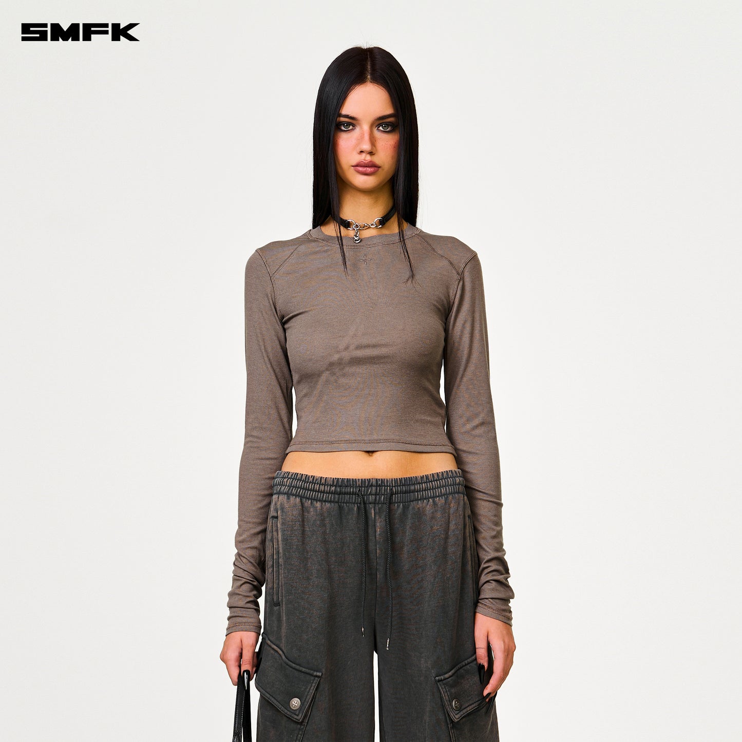 COMPASS RUSH Slim-fit Long-sleeved Top Deep Nude
