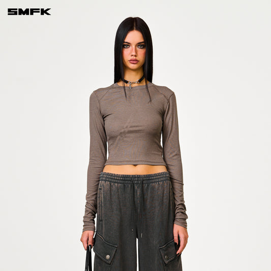 COMPASS RUSH Slim-fit Long-sleeved Top Deep Nude