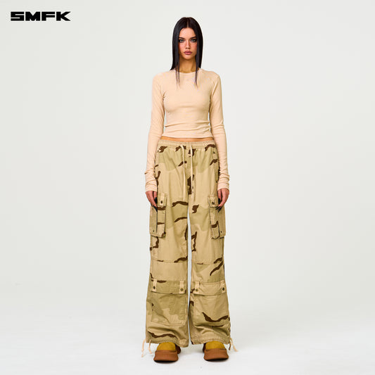 COMPASS RUSH Slim-fit Long-sleeved Top Linen Beige