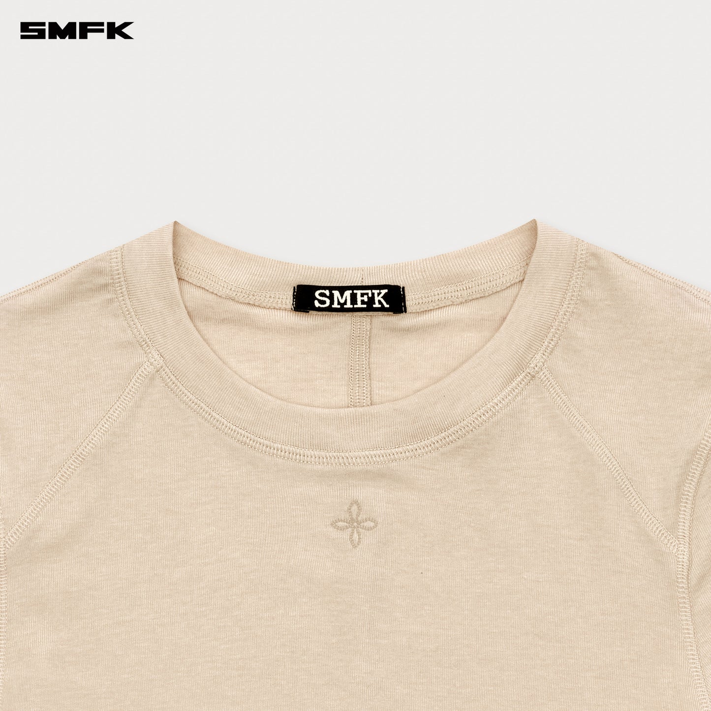 COMPASS RUSH Slim-fit Long-sleeved Top Linen Beige