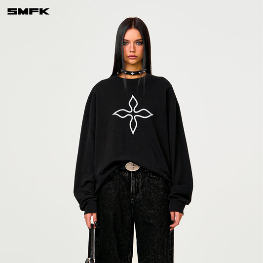 COMPASS Black Magnolia Oversized Sweatshirt Wilderness Black