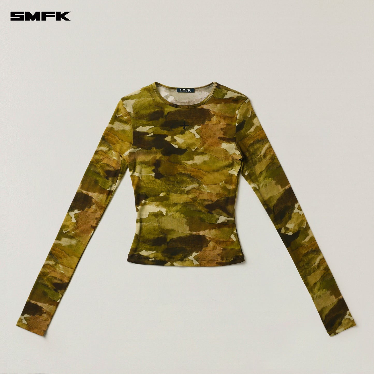 VINTAGE Long Sleeve Pullover Chinese Ink Camouflage