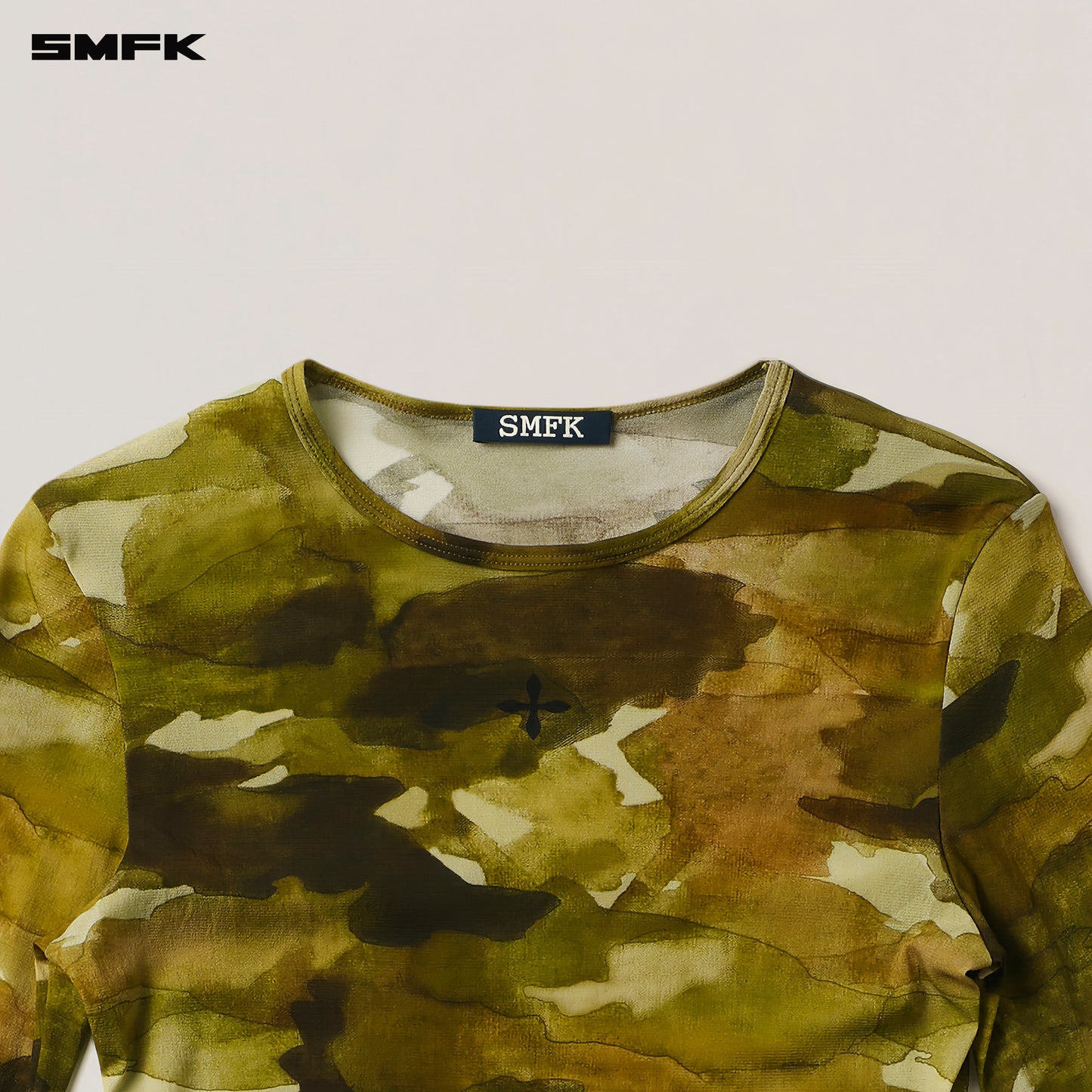 VINTAGE Long Sleeve Pullover Chinese Ink Camouflage