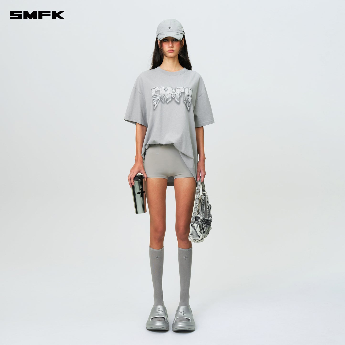 COMPASS SMFK Metal Rock Loose Tee Ash Gray