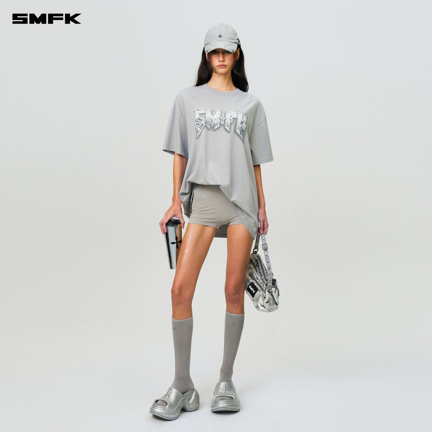 COMPASS SMFK Metal Rock Loose Tee Ash Gray